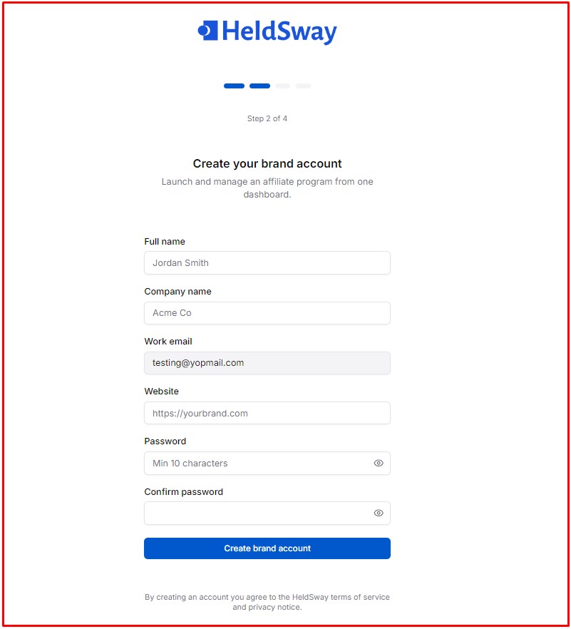 create brand account