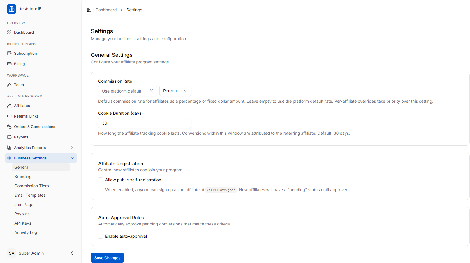 general settings